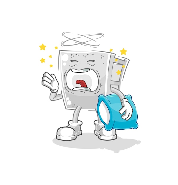 Vector de mascota de dibujos animados de personaje de bostezo de ladrillo de hormigón
