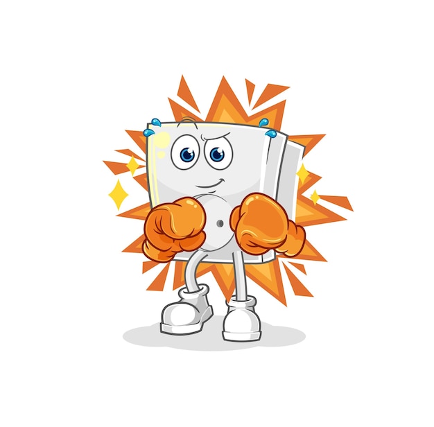 Vector de mascota de dibujos animados de personaje de boxeador de enchufe eléctrico