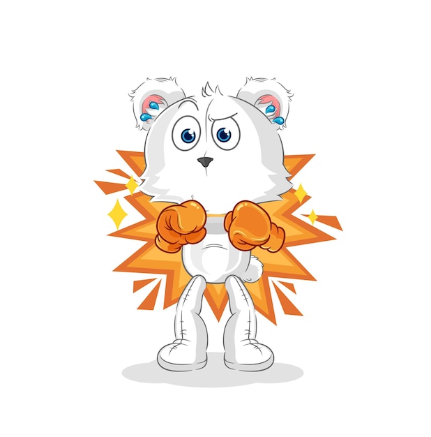 Vector de mascota de dibujos animados de personaje de boxeador de oso polar