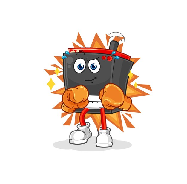 Vector de mascota de dibujos animados de personaje de boxeador de radio