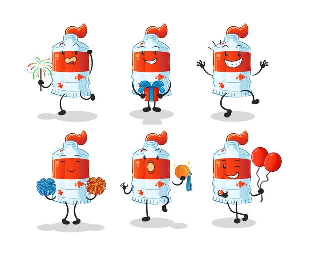 Vector de mascota de dibujos animados de personaje de celebración de tubo de acuarela