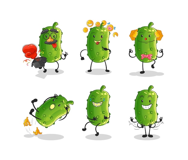 Vector de mascota de dibujos animados de personaje de comedia de pepino