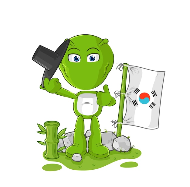 Vector de mascota de dibujos animados de personaje coreano alienígena