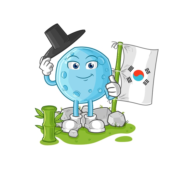 Vector de mascota de dibujos animados de personaje coreano de luna azul