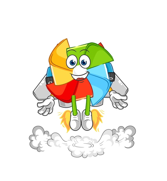 Vector de mascota de dibujos animados de personaje coreano de molino de viento de papel