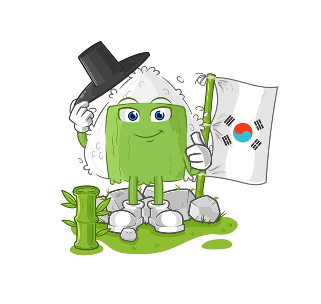 Vector de mascota de dibujos animados de personaje coreano Onigiri