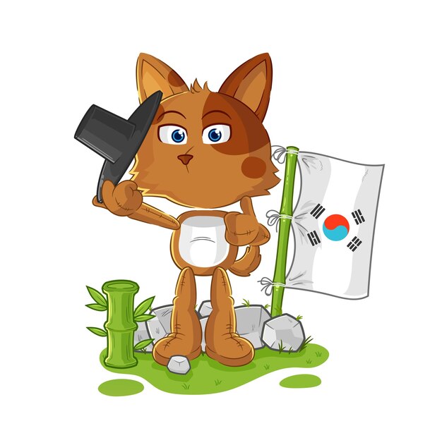 Vector de mascota de dibujos animados de personaje coreano de perro
