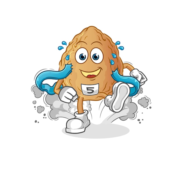 Vector de mascota de dibujos animados de personaje de corredor de almendras