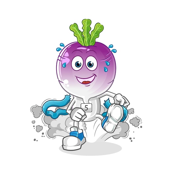 Vector de mascota de dibujos animados de personaje de corredor de dibujos animados de cabeza de nabo