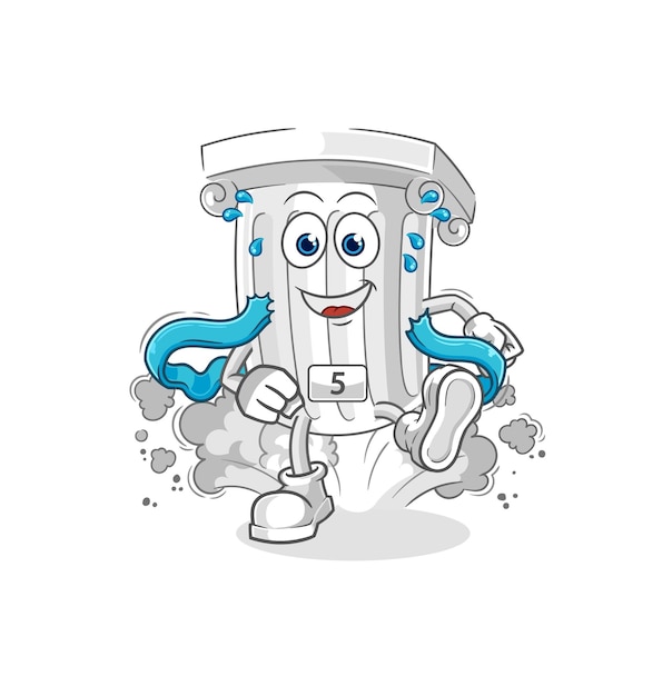 Vector de mascota de dibujos animados de personaje de corredor de pilar romano
