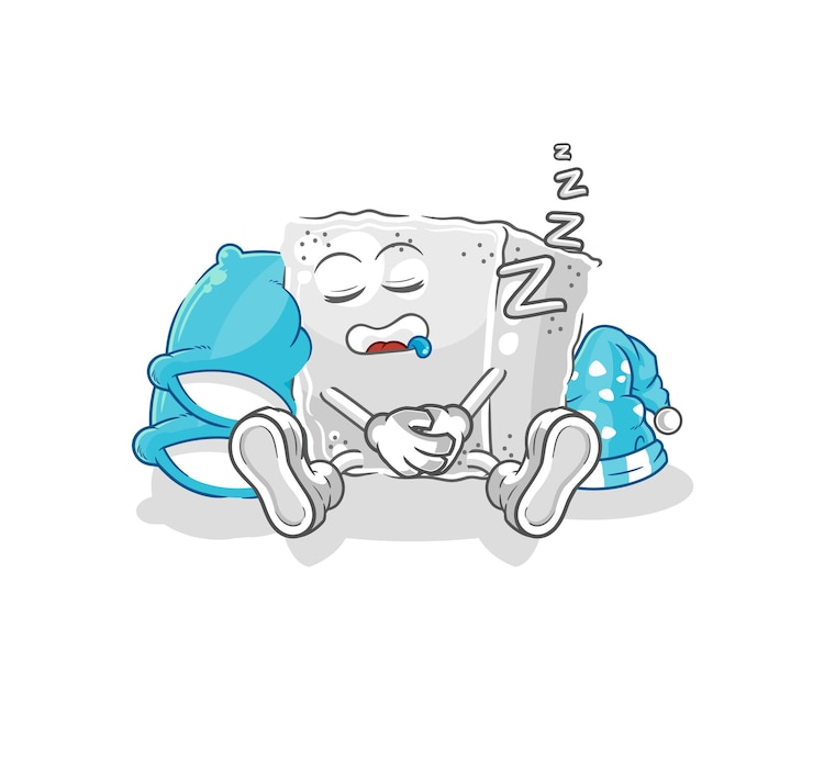 Vector vector de mascota de dibujos animados de personaje de dormir de cubo de azúcar