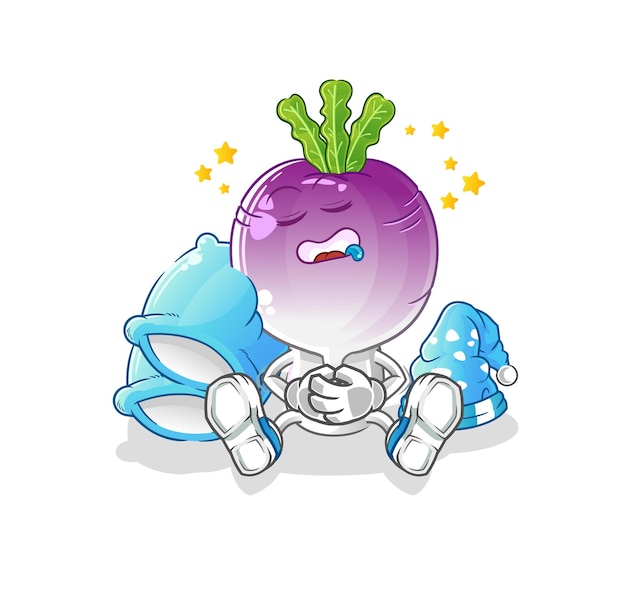 Vector de mascota de dibujos animados de personaje durmiente de dibujos animados de cabeza de nabo