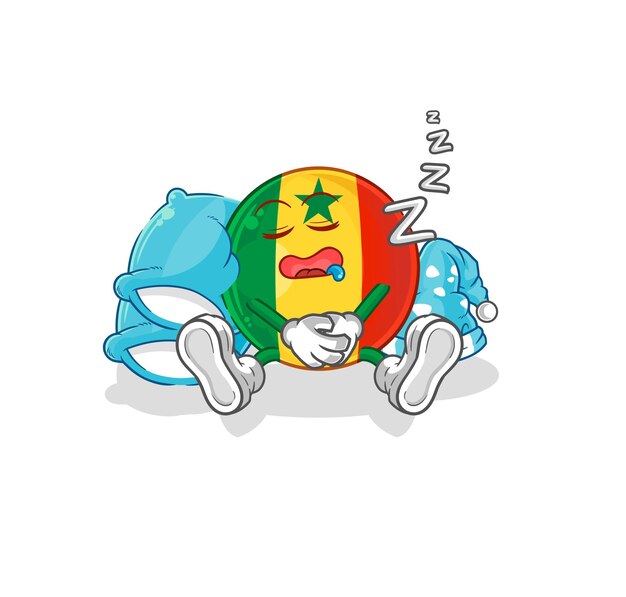 Vector de mascota de dibujos animados de personaje durmiente de Senegal