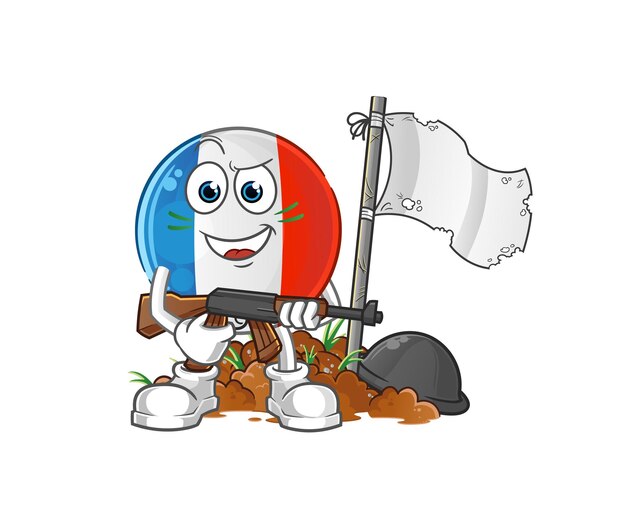 Vector vector de mascota de dibujos animados de personaje de ejército de bandera francesa