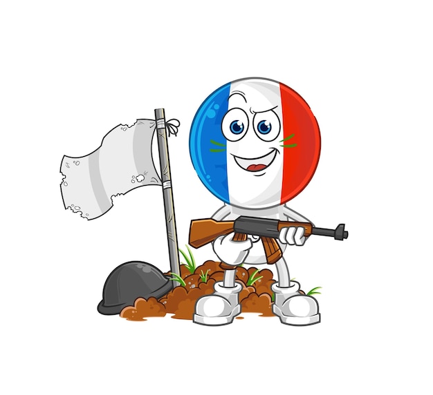 Vector de mascota de dibujos animados de personaje de ejército de Francia