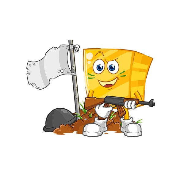 Vector de mascota de dibujos animados de personaje de ejército de oro
