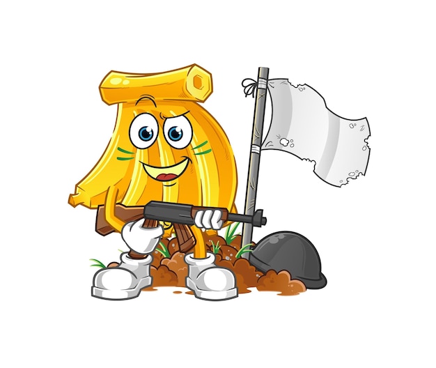 Vector de mascota de dibujos animados de personaje de ejército de plátano