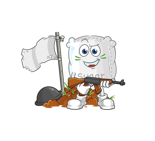Vector de mascota de dibujos animados de personaje de ejército de saco de azúcar