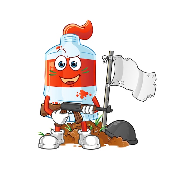 Vector de mascota de dibujos animados de personaje de ejército de tubo de acuarela