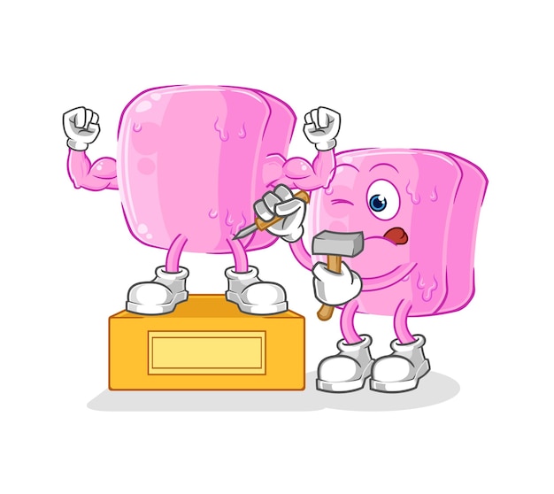 Vector de mascota de dibujos animados de personaje de escultor de uñas