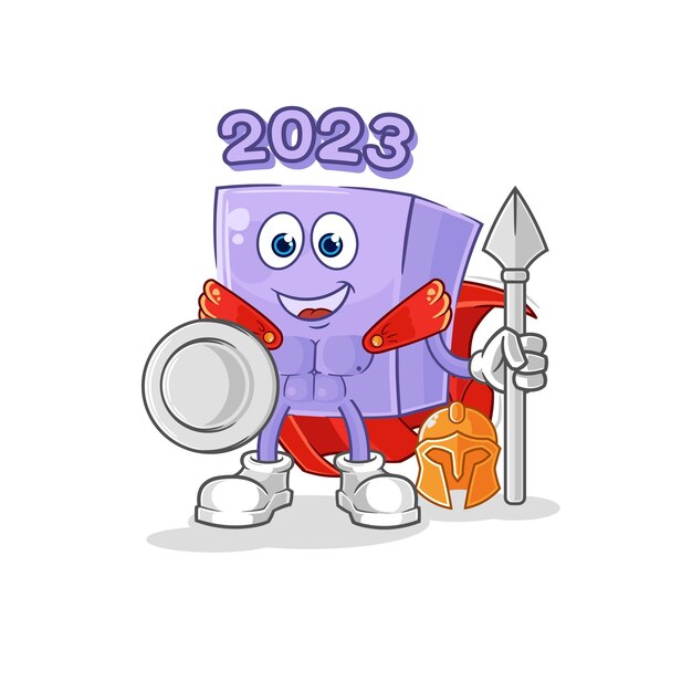 Vector de mascota de dibujos animados de personaje espartano de año nuevo