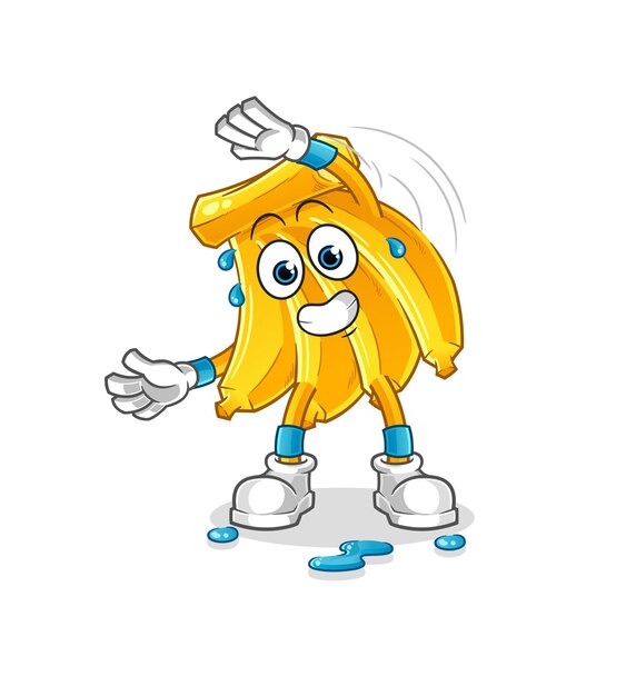 Vector de mascota de dibujos animados de personaje de estiramiento de plátano