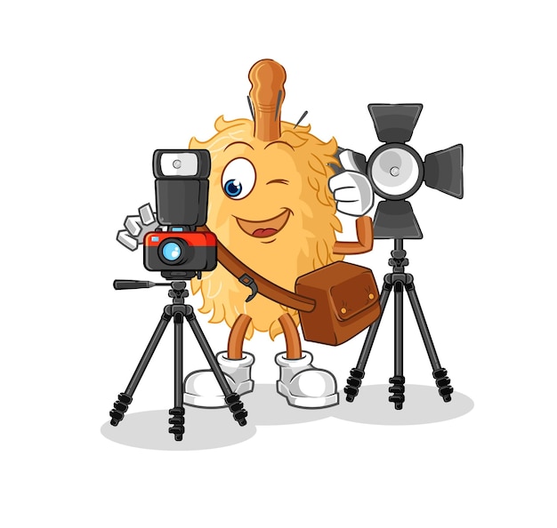 Vector de mascota de dibujos animados de personaje de fotógrafo de plumero
