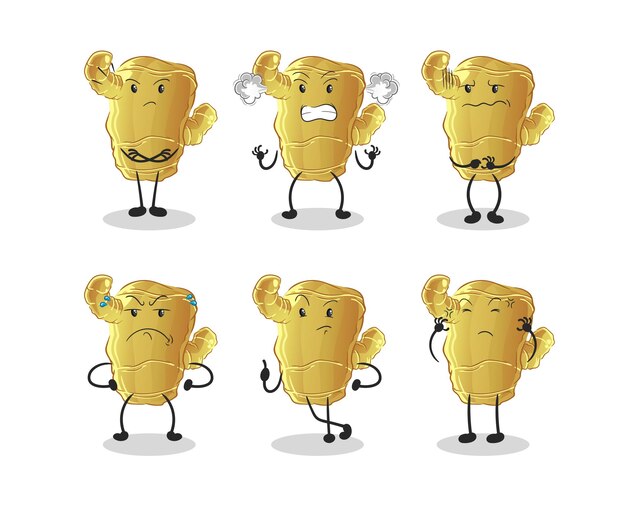 Vector de mascota de dibujos animados de personaje de grupo enojado de jengibre