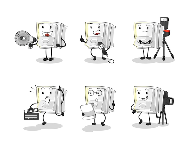 Vector de mascota de dibujos animados de personaje de grupo de entretenimiento de interruptor de luz