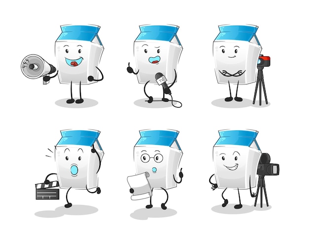 Vector de mascota de dibujos animados de personaje de grupo de entretenimiento de leche