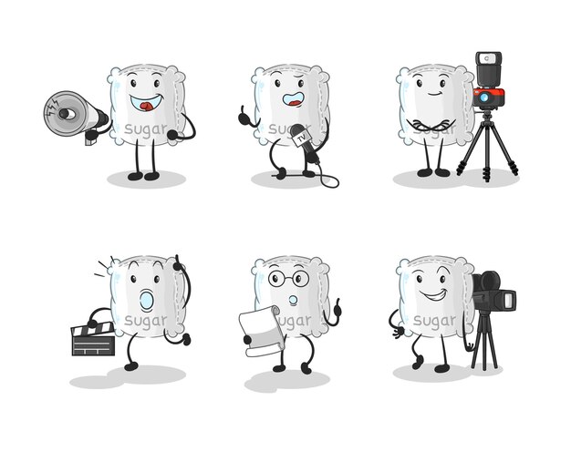 Vector de mascota de dibujos animados de personaje de grupo de entretenimiento de saco de azúcar