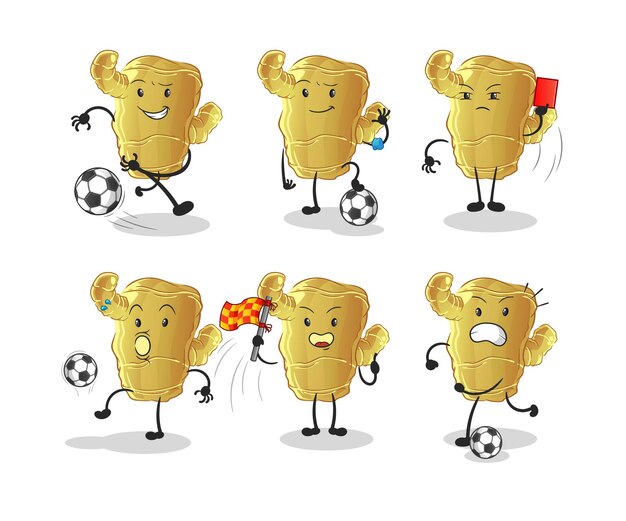 Vector de mascota de dibujos animados de personaje de grupo de fútbol de jengibre