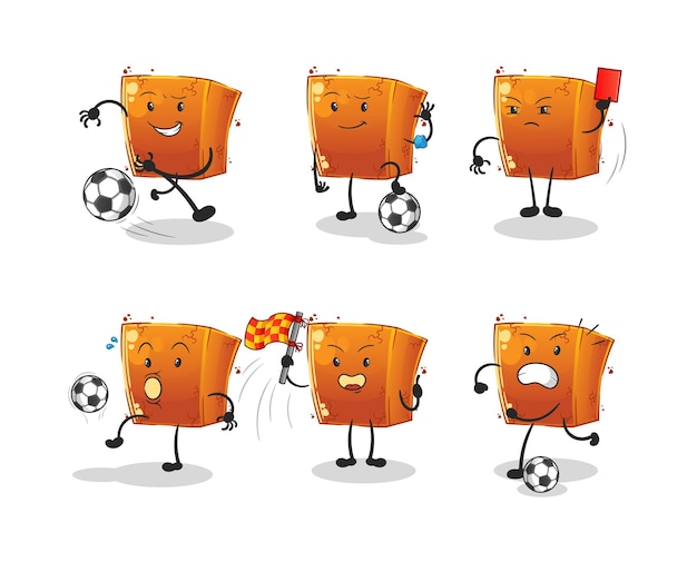 Vector de mascota de dibujos animados de personaje de grupo de fútbol de ladrillo