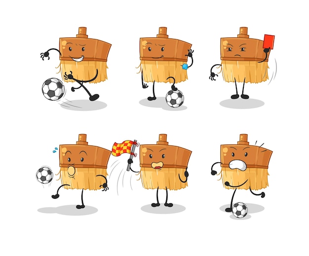 Vector de mascota de dibujos animados de personaje de grupo de fútbol de pincel