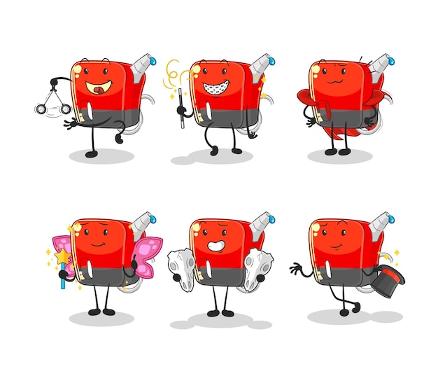 Vector de mascota de dibujos animados de personaje de grupo mágico de bomba de gasolina