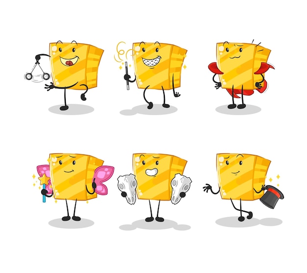 Vector de mascota de dibujos animados de personaje de grupo mágico de oro