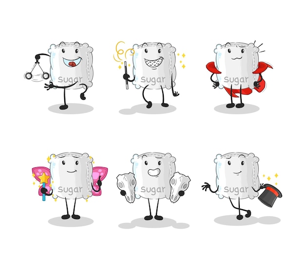 Vector de mascota de dibujos animados de personaje de grupo mágico de saco de azúcar