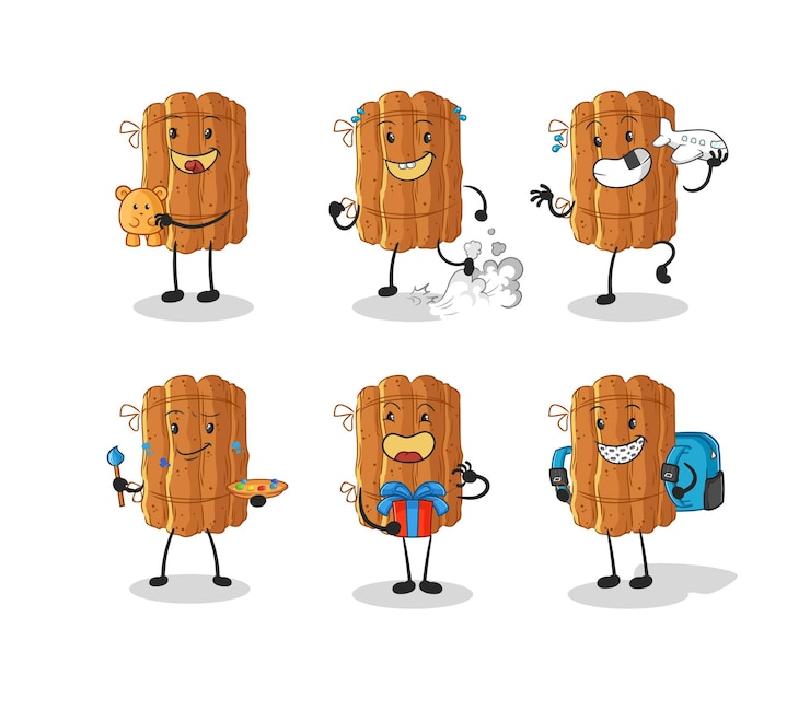 Vector vector de mascota de dibujos animados de personaje de grupo de niños canela