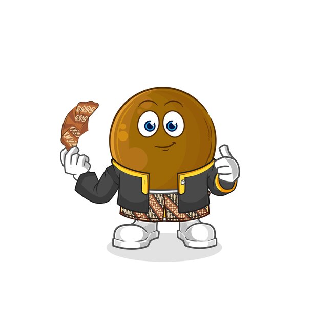 Vector de mascota de dibujos animados de personaje javanés de piedra de aguacate