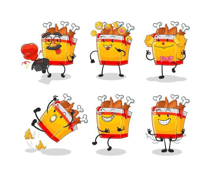 Vector vector de mascota de dibujos animados de personaje de juego de comedia de pollo frito