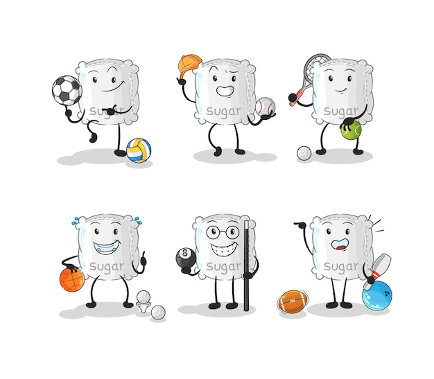 Vector de mascota de dibujos animados de personaje de juego de deporte de saco de azúcar