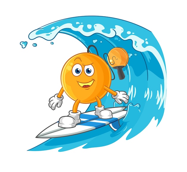 Vector de mascota de dibujos animados de personaje de paddle ball surf