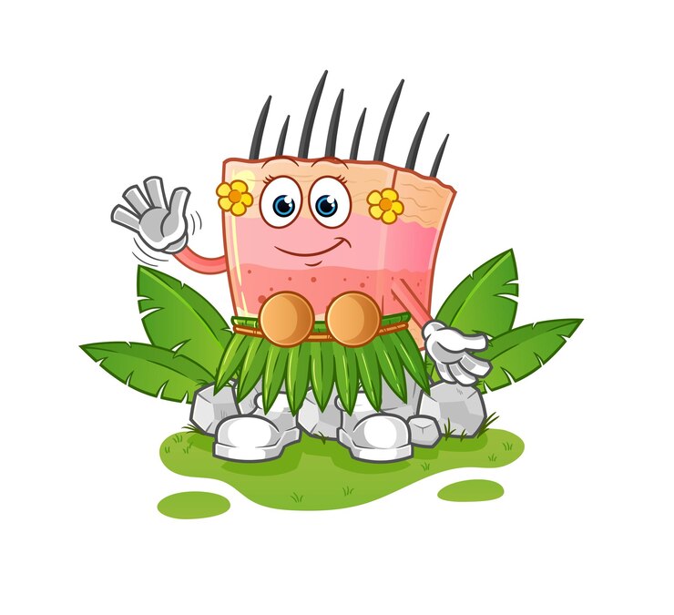 Vector vector de mascota de dibujos animados de personaje que agita hawaiano de estructura de piel