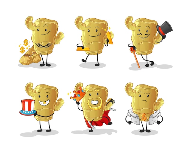Vector de mascota de dibujos animados de personaje rico de jengibre