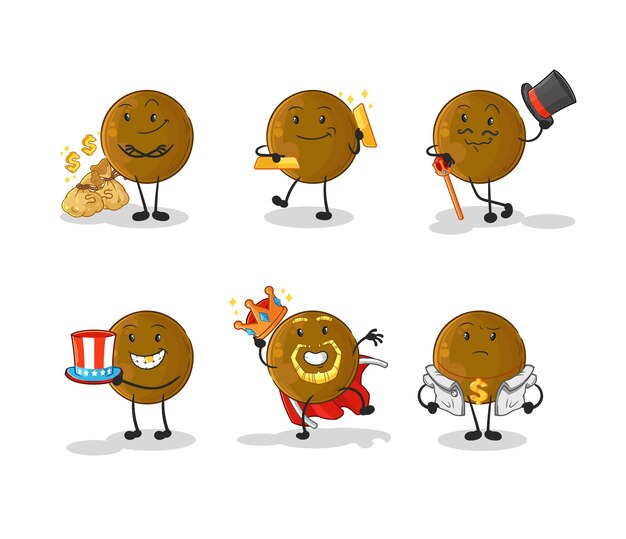 Vector de mascota de dibujos animados de personaje rico de piedra de aguacate