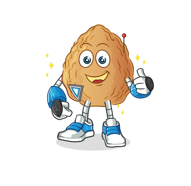 Vector de mascota de dibujos animados de personaje de robot de almendra