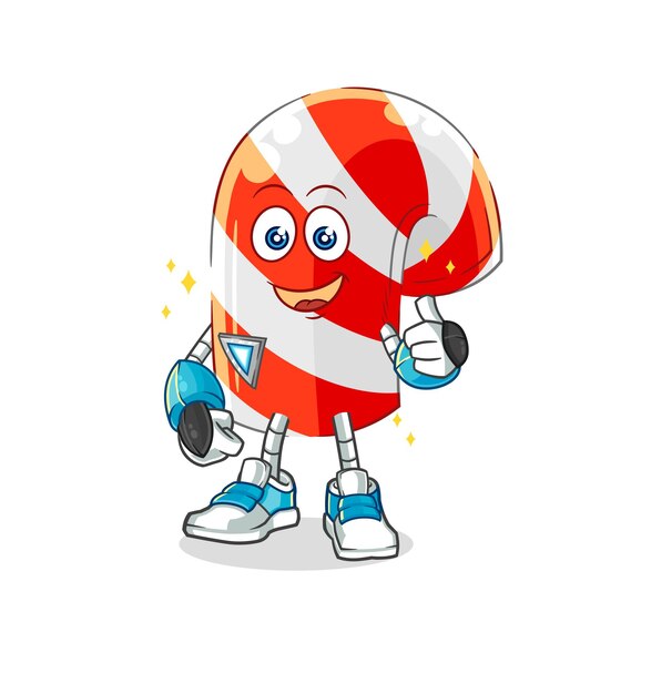 Vector de mascota de dibujos animados de personaje de robot de bastón de caramelo