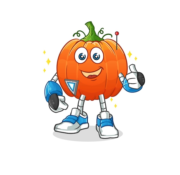 Vector de mascota de dibujos animados de personaje de robot de calabaza