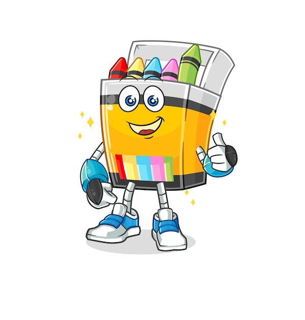 Vector de mascota de dibujos animados de personaje de robot de crayón