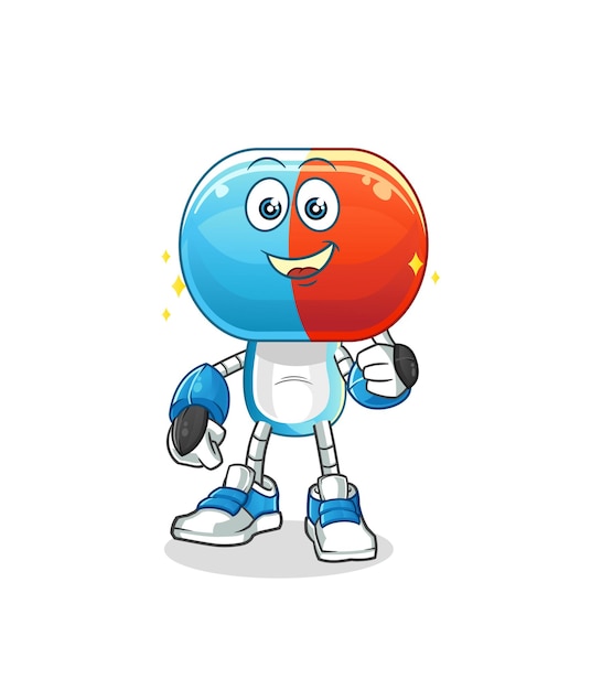 Vector de mascota de dibujos animados de personaje de robot de dibujos animados de cabeza de cápsula